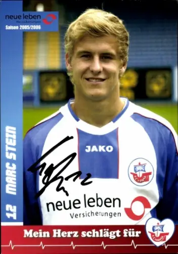 Autogrammkarte Fußballer Marc Stein, FC Hansa Rostock, Autogramm