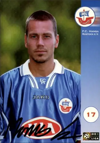 Autogrammkarte Fußballer Marcus Lantz, FC Hansa Rostock, Autogramm