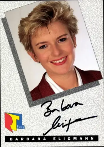 Autogrammkarte Moderatorin Barbara Eligmann, Portrait, Autogramm
