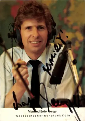 Autogrammkarte Moderator Manfred Erdenberger, Portrait, Autogramm