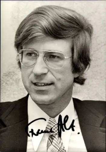 Autogrammkarte Moderator Dr. Franz Alt, Portrait, Autogramm