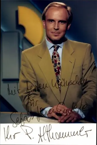 Autogrammkarte Moderator Peter Althammer, Portrait, Autogramm