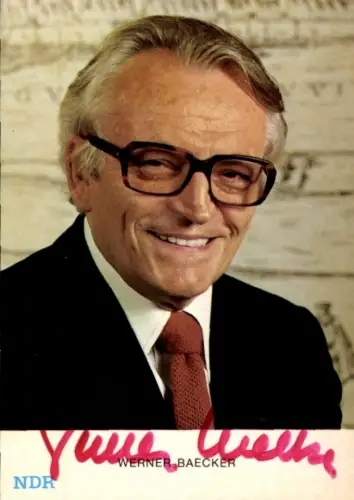 Ak Moderator Werner Baecker, Portrait, NDR, Autogramm