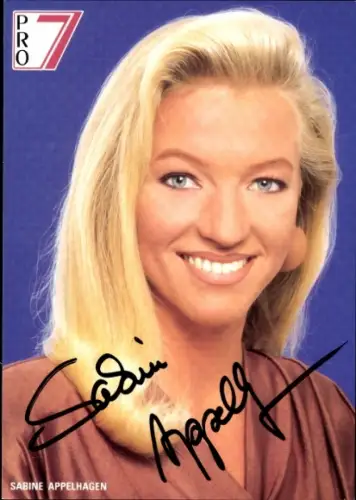Autogrammkarte Moderatorin Sabine Appelhagen, Portrait, Autogramm