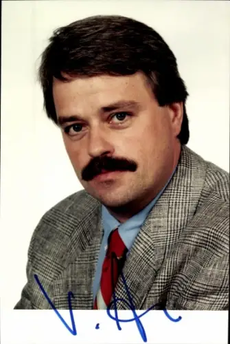 Autogrammkarte Journalist Volker Angres, Portrait, Autogramm