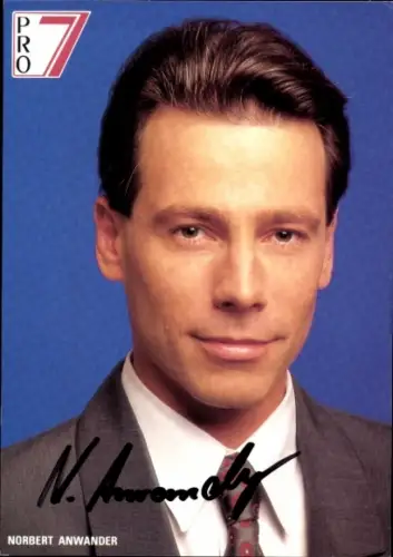 Autogrammkarte Journalist Norbert Anwander, Portrait, Autogramm