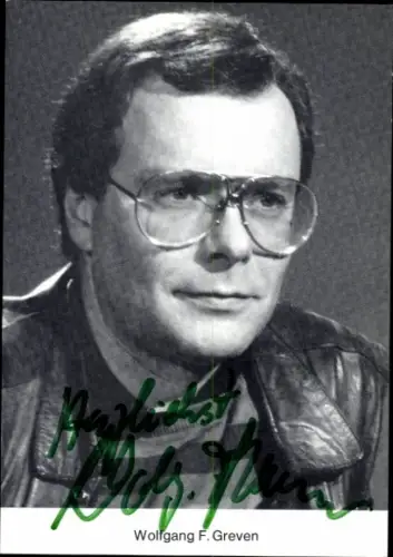 Autogrammkarte Moderator Wolfgang F. Greven, Portrait, Autogramm