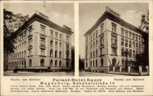 Ak Magdeburg an der Elbe, Palast-Hotel Bautz, Bahnhofstraße 13