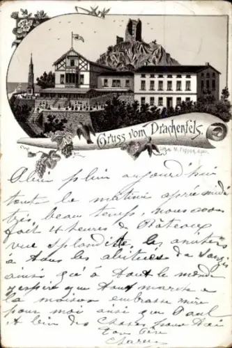 Litho Königswinter am Rhein, Drachenfels