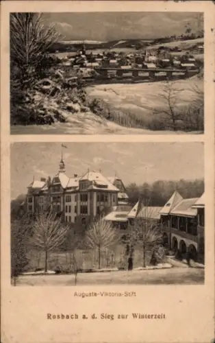 Ak Rosbach Windeck an der Sieg, Winteransicht, Auguste-Viktoria-Stift