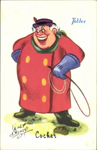 Ak Walt Disney, Comic, Cocher, Reklame Chocolats Tobler