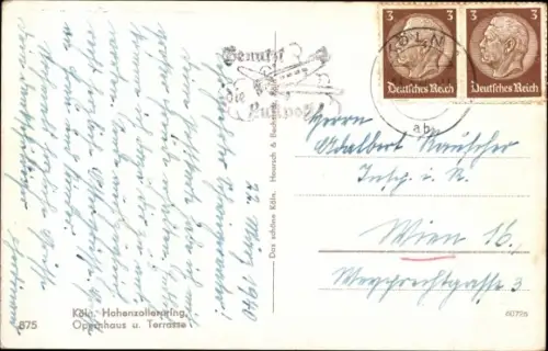 Ak Köln am Rhein, Hohenzollernring, Straßenbahn, Opernhaus und Terrasse