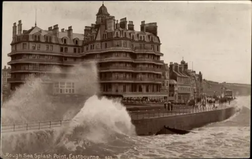 Ak Eastbourne South East England, Rough Sea Splash Point