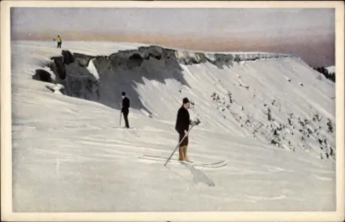 Ak Skiläufer, Winterszene, Berge