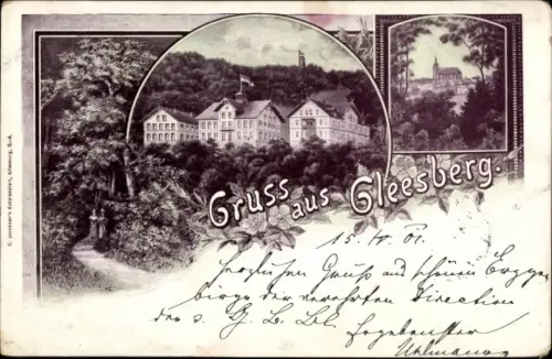 Ak Schneeberg im Erzgebirge, Gleesberg, Waldweg mit zwei Damen