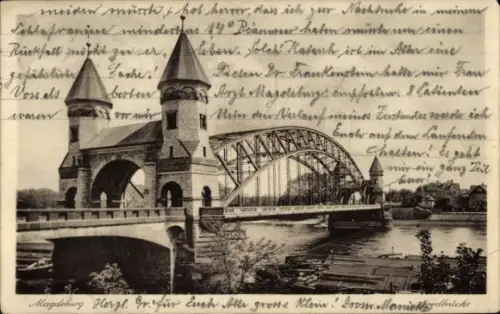 Ak Magdeburg an der Elbe, Brücke, Wasser,  , 1928
