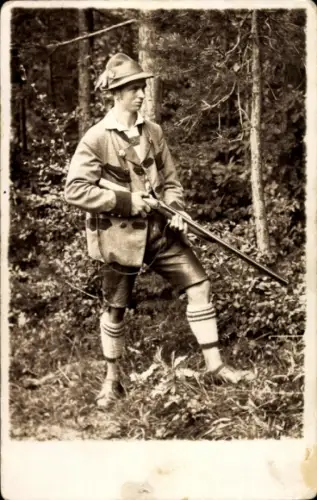 Foto Ak Jäger in Tracht, Gewehr, Lechner Leopold