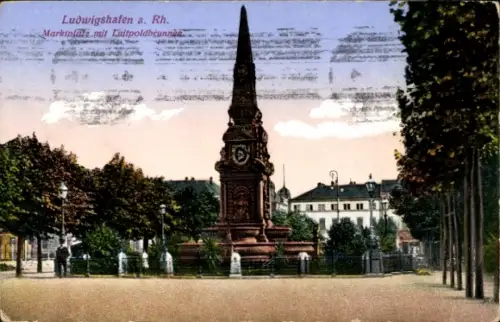 Ak Ludwigshafen am Rhein, Luitpoldbrunnen, Marktplatz, Ludwigshafen a. Rh.