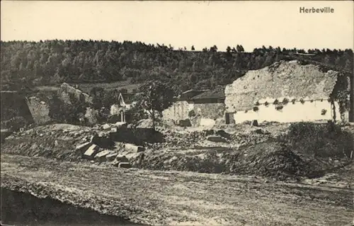 Ak Herbeville Yvelines, Ruinen, Landschaft, Bäume, Ort: Herbeville