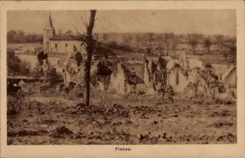 Ak Moirey Flabas Crépion Meuse, Ruinen, Kirche, Landschaft, Flabas