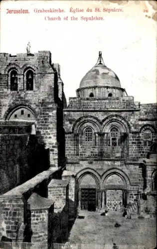 Ak Jerusalem Israel, Grabeskirche,  Kirche des Heiligen Grabes, Schwarz-Weiß-Bild