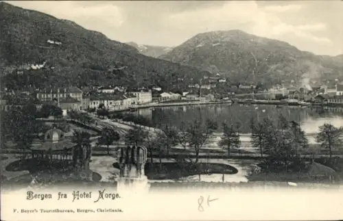 Ak Bergen Norwegen,  Hotel Norge, Fjordansicht, F. Heyer's Touristbureau