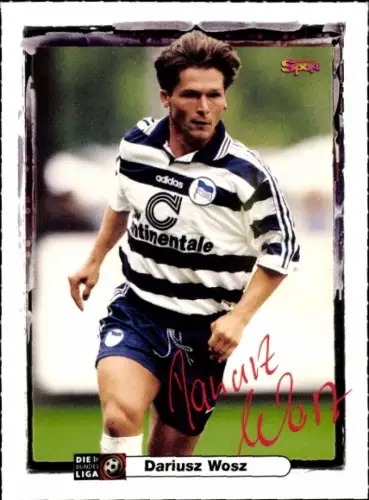 Autogrammkarte Fußballer Dariusz Wosz, Hertha BSC, Autogramm