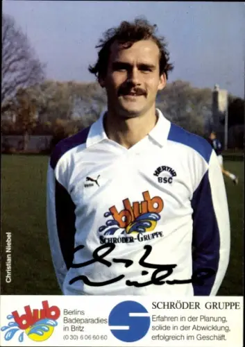Autogrammkarte Fußballer Christian Niebel, Hertha BSC, Autogramm