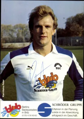 Autogrammkarte Fußballer Karl Heinz Peter, Hertha BSC, Autogramm