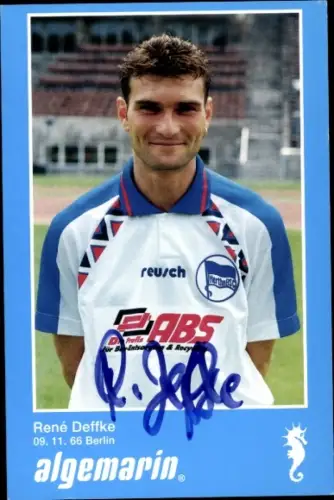 Autogrammkarte Fußballer René Deffke, Hertha BSC, Autogramm