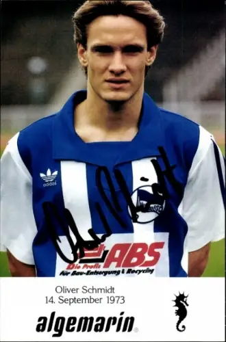 Autogrammkarte Fußballer Oliver Schmidt, Hertha BSC, Autogramm