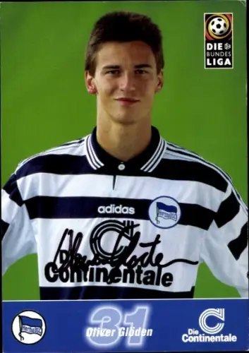 Autogrammkarte Fußballer Oliver Glöden, Hertha BSC, Autogramm