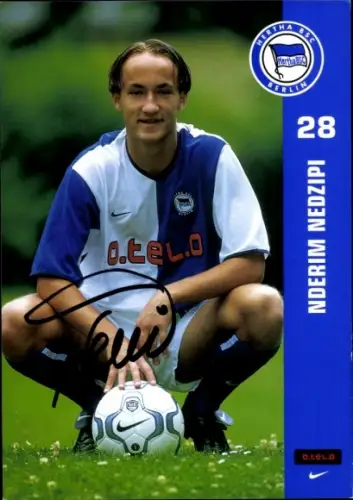 Autogrammkarte Fußballer Nderim Nedzipi, Hertha BSC, Autogramm