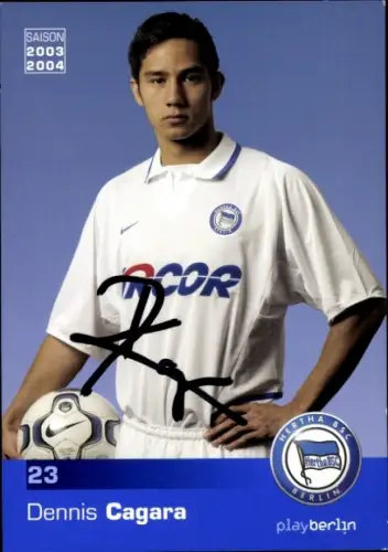 Autogrammkarte Fußballer Dennis Cagara, Hertha BSC, Autogramm