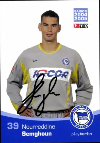 Autogrammkarte Fußballer Nourreddine Semghoun, Hertha BSC, Autogramm