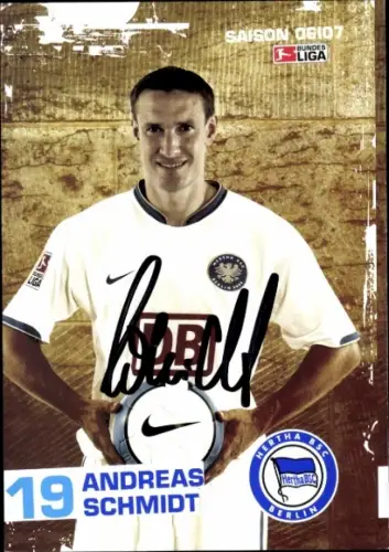 Autogrammkarte Fußballer Andreas Schmidt, Hertha BSC, Autogramm