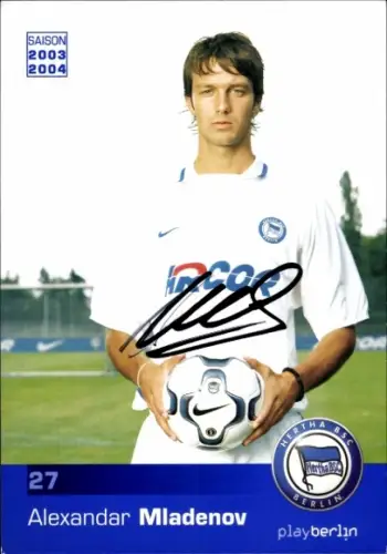 Autogrammkarte Fußballer Alexandar Mladenov, Hertha BSC, Autogramm
