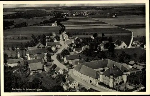 Ak Fellheim im Unterallgäu, Luftaufnahme von Fellheim, ländliche Umgebung, Straßen, Häuser