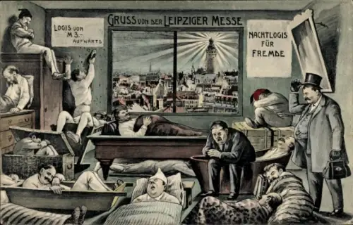 Ak Leipzig, Leipziger Messe, Schlafstube, Nachtlogis