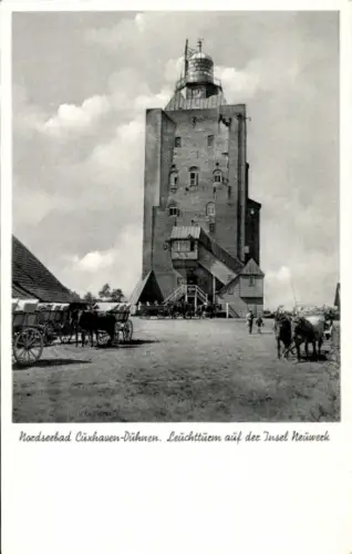 Ak Insel Neuwerk, Leuchtturm, Kutschen