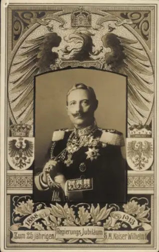 Passepartout Ak Kaiser Wilhelm II., 25jh. Regierungsjubiläum 1913, Portrait, BNK 34061/1