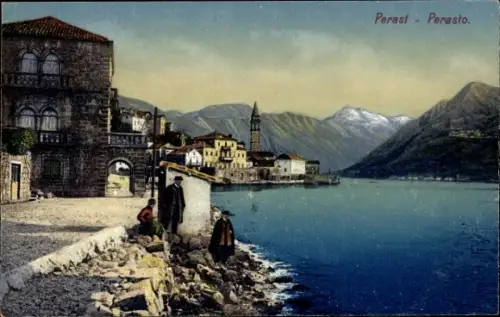 Ak Perast Perasto Montenegro, Teilansicht