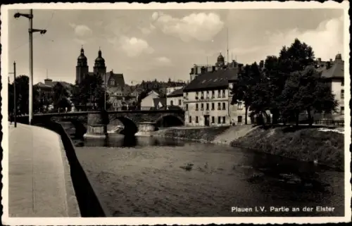 Ak Plauen im Vogtland, Partie an der Elster