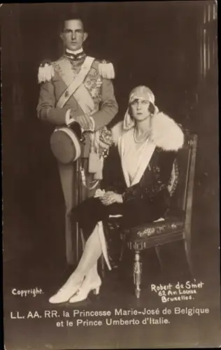 Ak Umberto II., König von Italien mit Gemahlin Marie José von Belgien