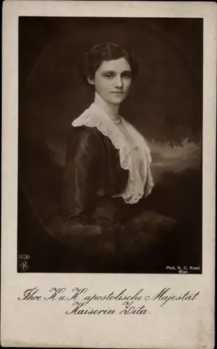 Ak Erzherzogin Zita von Bourbon Parma, Kaiserin von Österreich, Portrait