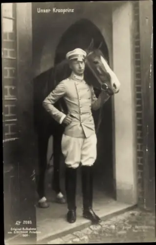 Ak Kronprinz Wilhelm von Preußen, Portrait in Uniform, Pferd, PH 2085