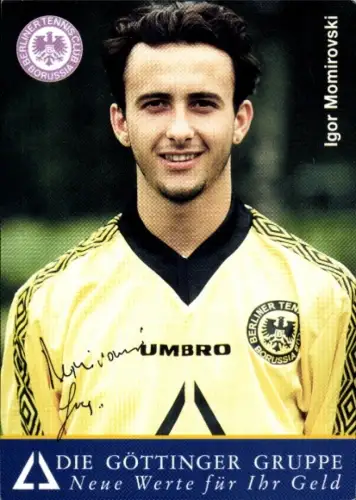 Autogrammkarte Fußballer Igor Momirovski, Tennis Borussia Berlin, Autogramm