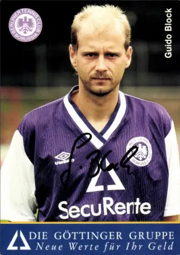 Autogrammkarte Fußballer Guido Block, Tennis Borussia Berlin, Autogramm