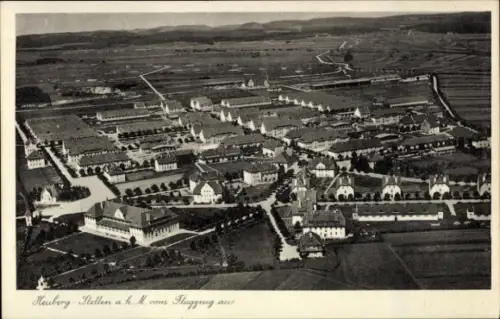 Ak Schwenningen am Heuberg Baden, Luftbild von  Ansicht vom Flugzeug, viele Gebäude