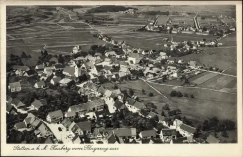 Ak Stetten am kalten Markt, Luftaufnahme von  Häuser, Felder, Kirche